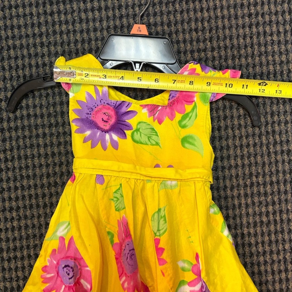Handmade Floral Toddler Dress with Pink and Purple Accent Flowers- Approx 3-4T - Picture 6 of 8